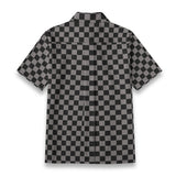 Black and Grey Checkered Cotton Women's Button Down Shirt