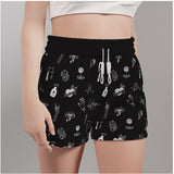 Black and White Doodle Tattoo Punk Casual Shorts