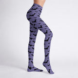 Lilac Bat Print Print Tights