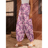 Pink Snake and Skull Spooky Alternative Casual Unisex Harem Pants Trousers