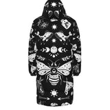 Long Spooky Celestial Witchy Goth Moth Winter Padded Down Coat Waterproof Unisex XS to 4XL