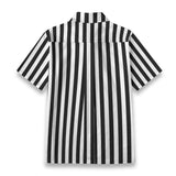 Black White Striped Cotton Women's Button Down Shirt