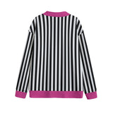 Pink with Black and White Stripes Cardigan