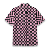 Pink and Black Checkered Cotton Womens Button Down Shirt