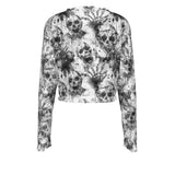 Screaming Skulls Mesh Top Long Sleeved