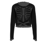 Ribcage Crop Mesh Top Long Sleeved