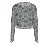 Mystical Snake Crop Mesh Top Long Sleeved