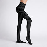 Grey Black Striped Goth Tights