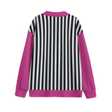 Pink with Black and White Stripes Cardigan