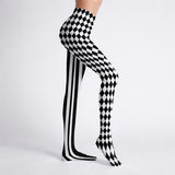 Black and White Harlequin Circus Print Tights