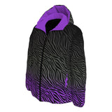 Grey and Purple Zebra Ombre Winter Padded Down Jacket Unisex XS to 6XL Plus Size