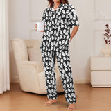 Spooky Black and White Ghost Print Long Pyjamas