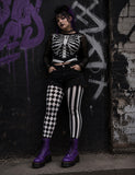 Black and White Harlequin Circus Print Tights