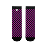 Pink Checkerboard Crew Socks — Retro Skateboard Sublimation Socks