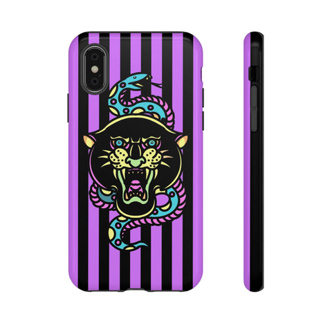 Striped Snake and Panther Tattoo Style Tough Phone Case