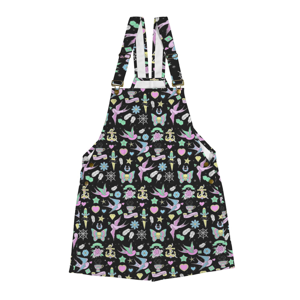 Retro Tattoo Dungaree Shorts