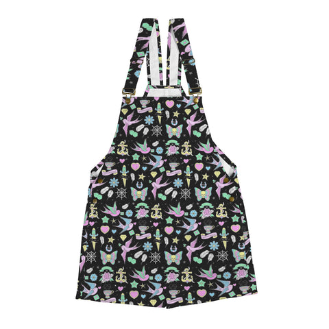Retro Tattoo Dungaree Shorts
