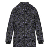 Purple Leopard Print Ladies Puffer Coat