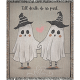 Til Death Blanket: Ghosts Woven Throw, Spooky Couple Gift, Funny Wedding Anniversary Valentines Present, Halloween Goth Ghosts