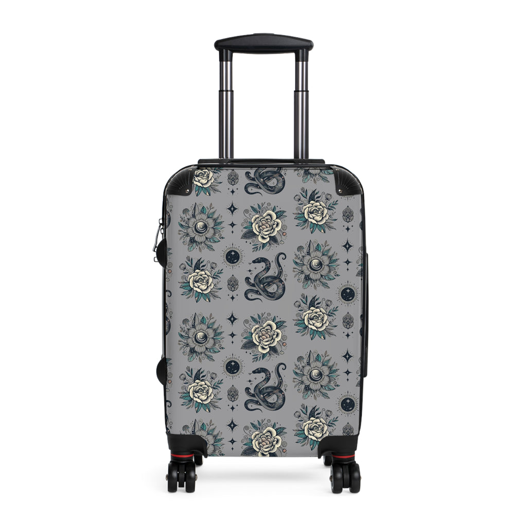 Grey Floral Snake High Quality Suitcase