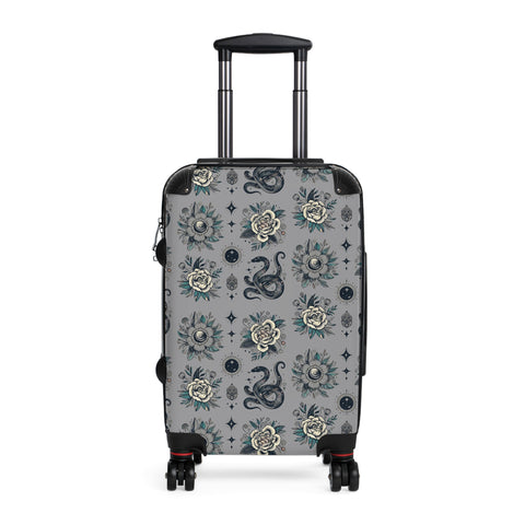 Grey Floral Snake High Quality Suitcase