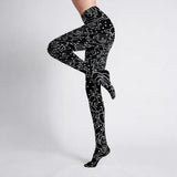 Black White Roses Statement Tights