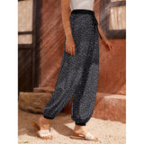 Lilac and Grey Leopard Print Alternative Casual Unisex Harem Pants Trousers