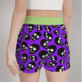 Purple Skull Punk Casual Shorts