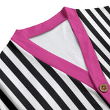 Pink with Black and White Stripes Cardigan