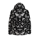 Spooky Celestial Witchy Goth Moth Winter Padded Down Coat Waterproof Unisex XS to 6XL