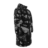 Long Spooky Celestial Witchy Goth Moth Winter Padded Down Coat Waterproof Unisex XS to 4XL