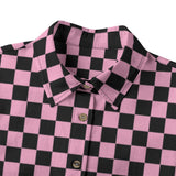 Pink and Black Checkered Cotton Womens Button Down Shirt