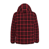 Red Plaid Winter Padded Down Coat Waterproof Unisex XS to 6XL