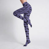 Lilac Bat Print Print Tights