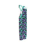 Green and Purple Cute Ghost Spooky Print Ladies Dungarees Overalls Kawaii