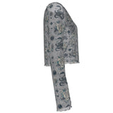 Mystical Snake Crop Mesh Top Long Sleeved