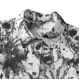 Black and White Skulls Cotton Womens Shirt