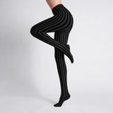 Grey Black Striped Goth Tights