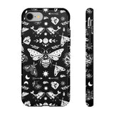 Black Celestial Witchy Moth Goth Tough Phone Case