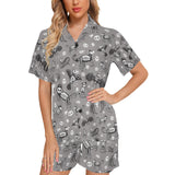 Grey Skeleanimals Print Short Pyjamas