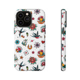White Old School Retro Tattoo Tough Phone Case
