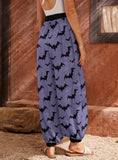 Lilac Purple Bat Spooky Alternative Casual Unisex Harem Pants Trousers