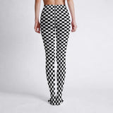 Black and White Checkered Print Tights