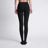 Grey Black Striped Goth Tights
