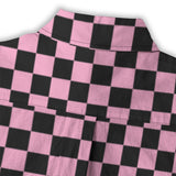 Pink and Black Checkered Cotton Womens Button Down Shirt