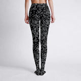 Black White Roses Statement Tights