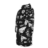 Long Spooky Celestial Witchy Goth Moth Winter Padded Down Coat Waterproof Unisex XS to 4XL