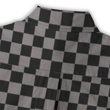 Black and Grey Checkered Cotton Women's Button Down Shirt