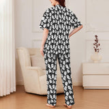 Spooky Black and White Ghost Print Long Pyjamas
