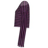 Pink and Black Striped Crop Mesh Top Long Sleeved